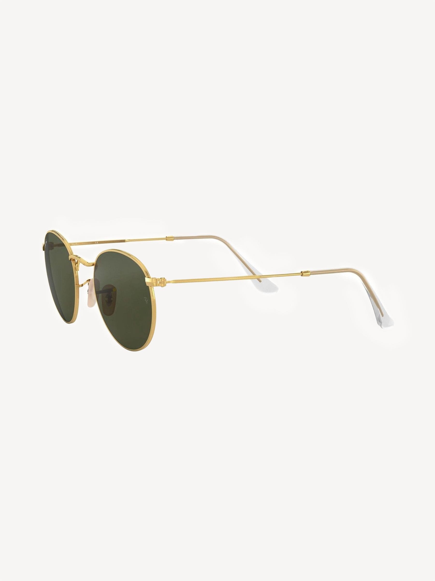 Lunettes de soleil Ray-Ban Round Metal monture dorée verres verts, version Royaume-Uni