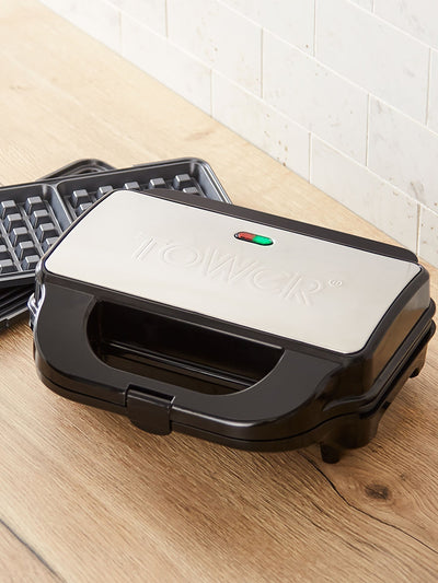 Next Tower Silver 3-in-1 Deep Fill Sandwich Maker- Buy online at McGrocer