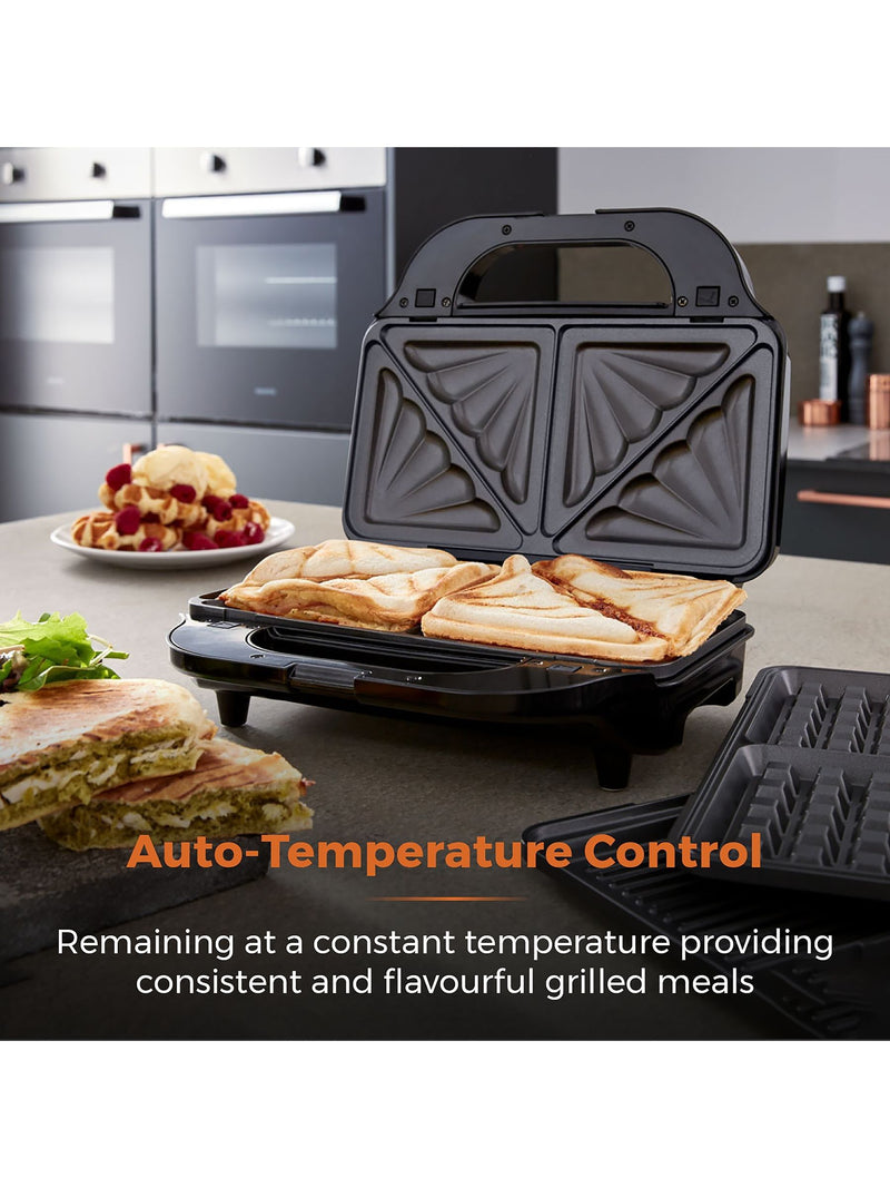Tower silver 3-in-1 sandwich maker, imported from the UK