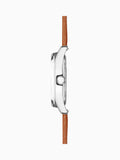 Men's Analogue Watch with Brown Leather Strap, Stainless Steel Case, and Date Display