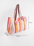 Large multi striped cotton canvas beach bag imported from the UK