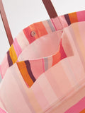 Large multi striped cotton canvas beach bag imported from the UK