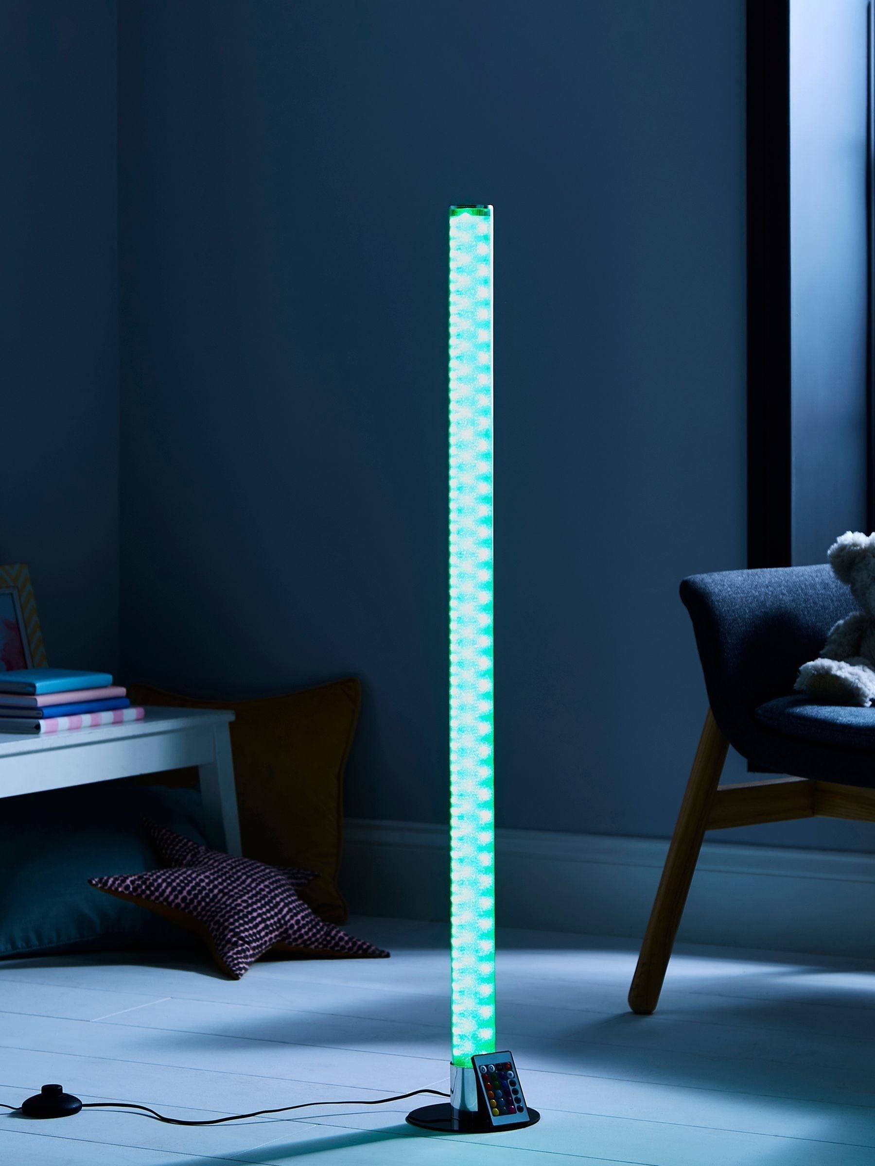 glow Chrome Shimmer cylinder floor lamp from British brand