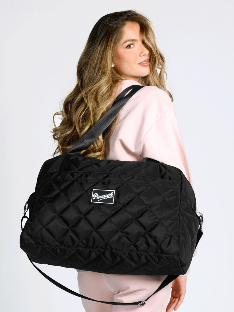 Pineapple black quilted holdall bag, imported from the UK