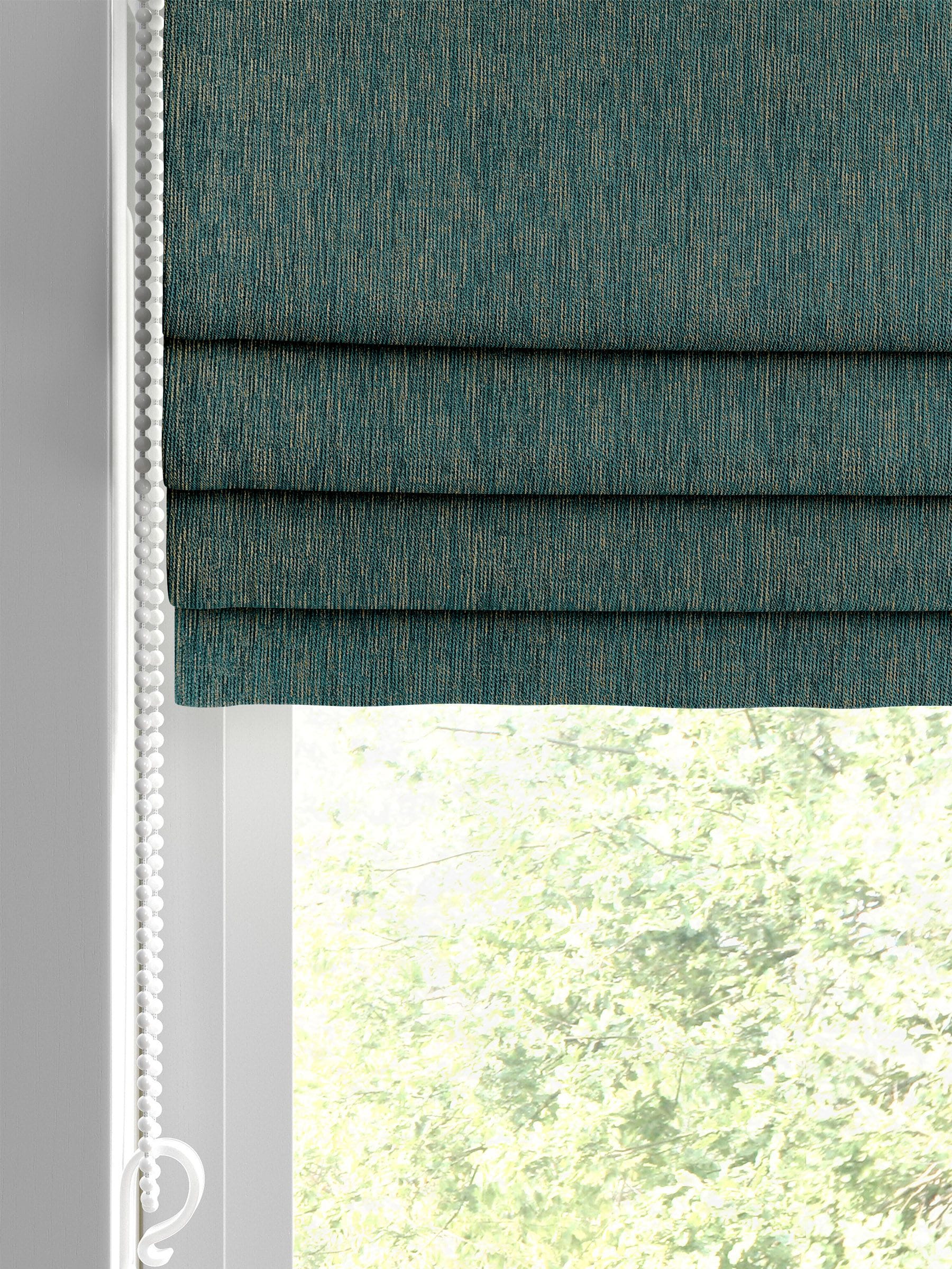 Peacock Jaya roman blind in bronze and gold tones, UK version