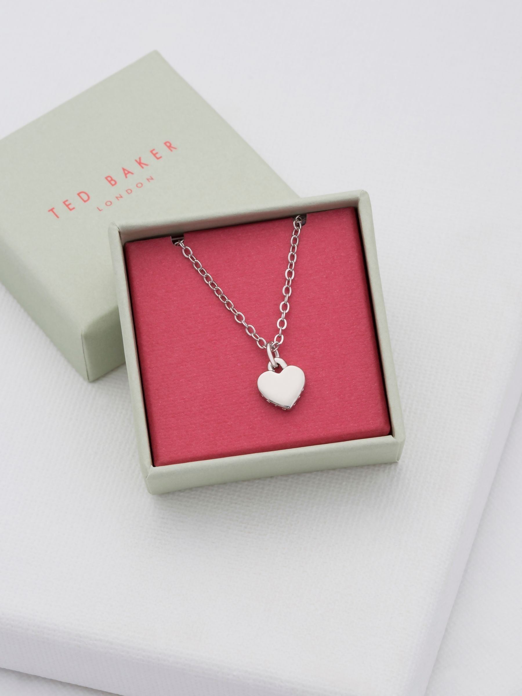 Ted Baker heart pendant necklace silver tone 42-47cm (British brand)