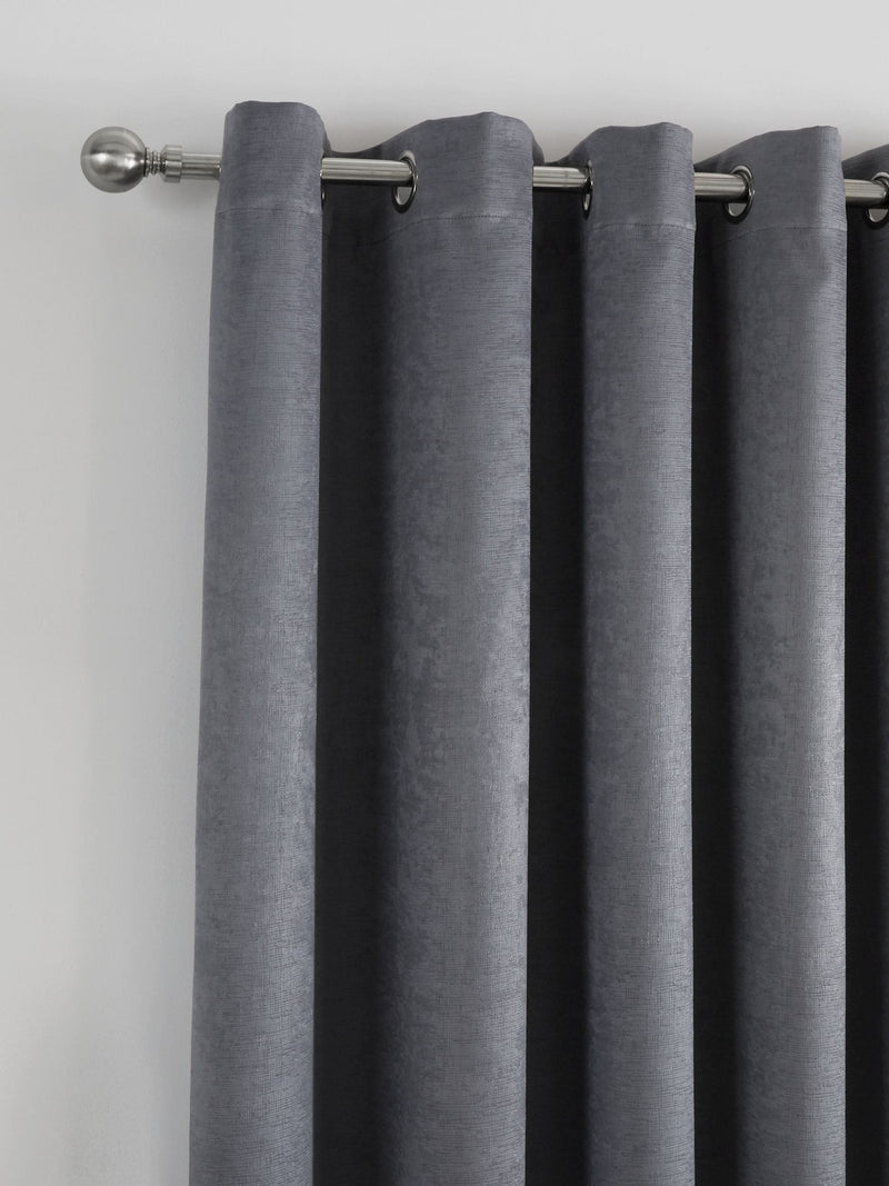 Fusion Grey Strata Light Filtering Woven Eyelet Curtains