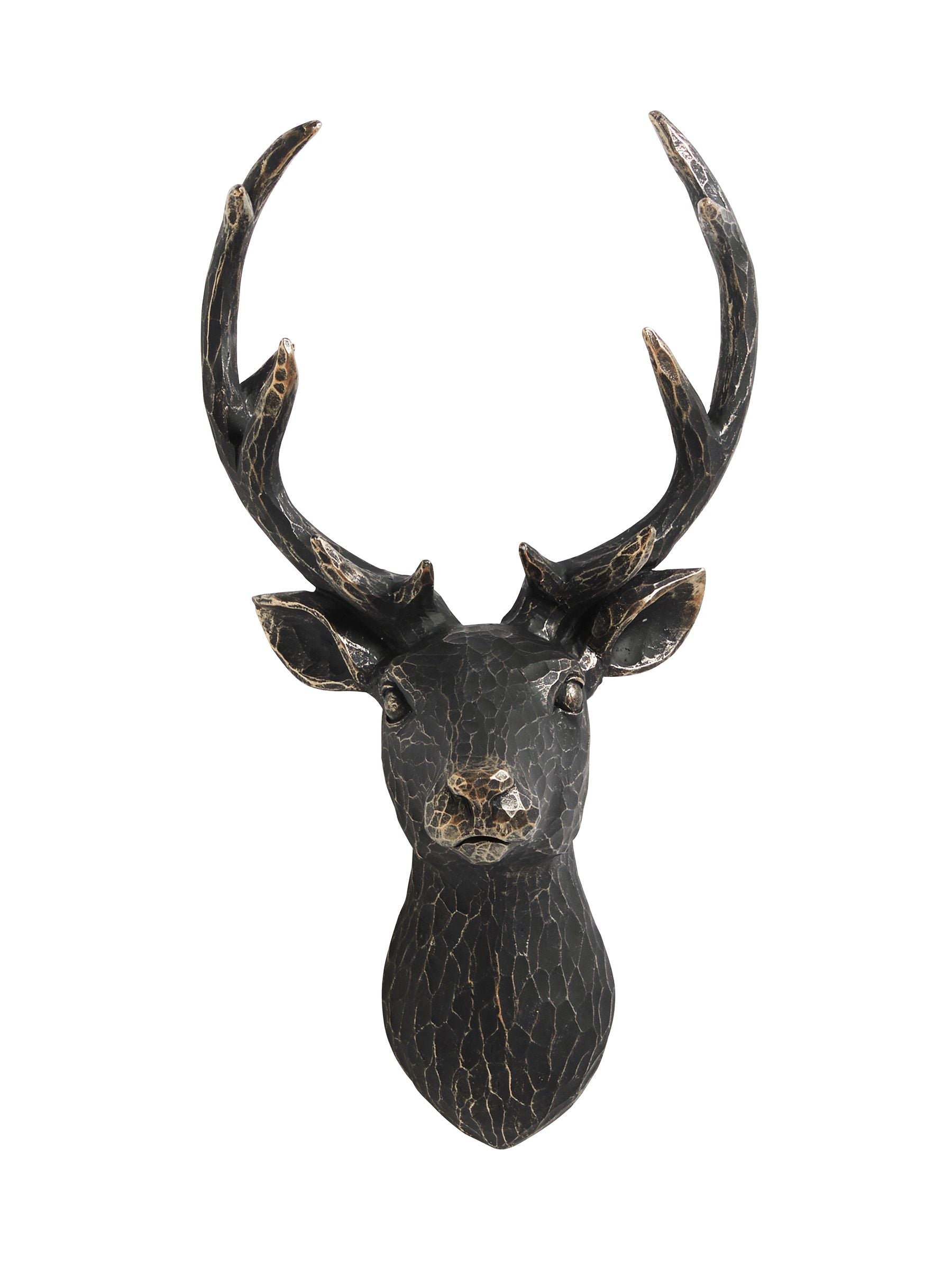 Black metal effect 3D stag head wall art - British product