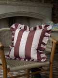 Ellenvale Interiors Burgundy/Pink Outdoor Ruffle Cushion Cover 45 X 45cm