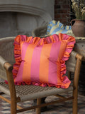Ellenvale Interiors Pink/Orange Outdoor Ruffle Cushion Cover 45 X 45cm