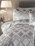 Soiree Silver duvet cover set with jacquard pattern (British brand)