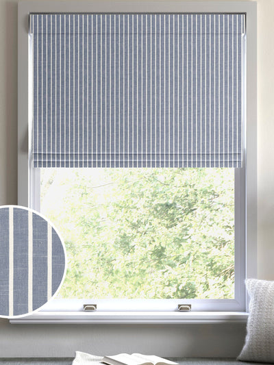 Next Franklin Navy Blue Made to Measure 100% Cotton Roman Blind- Buy online at McGrocer