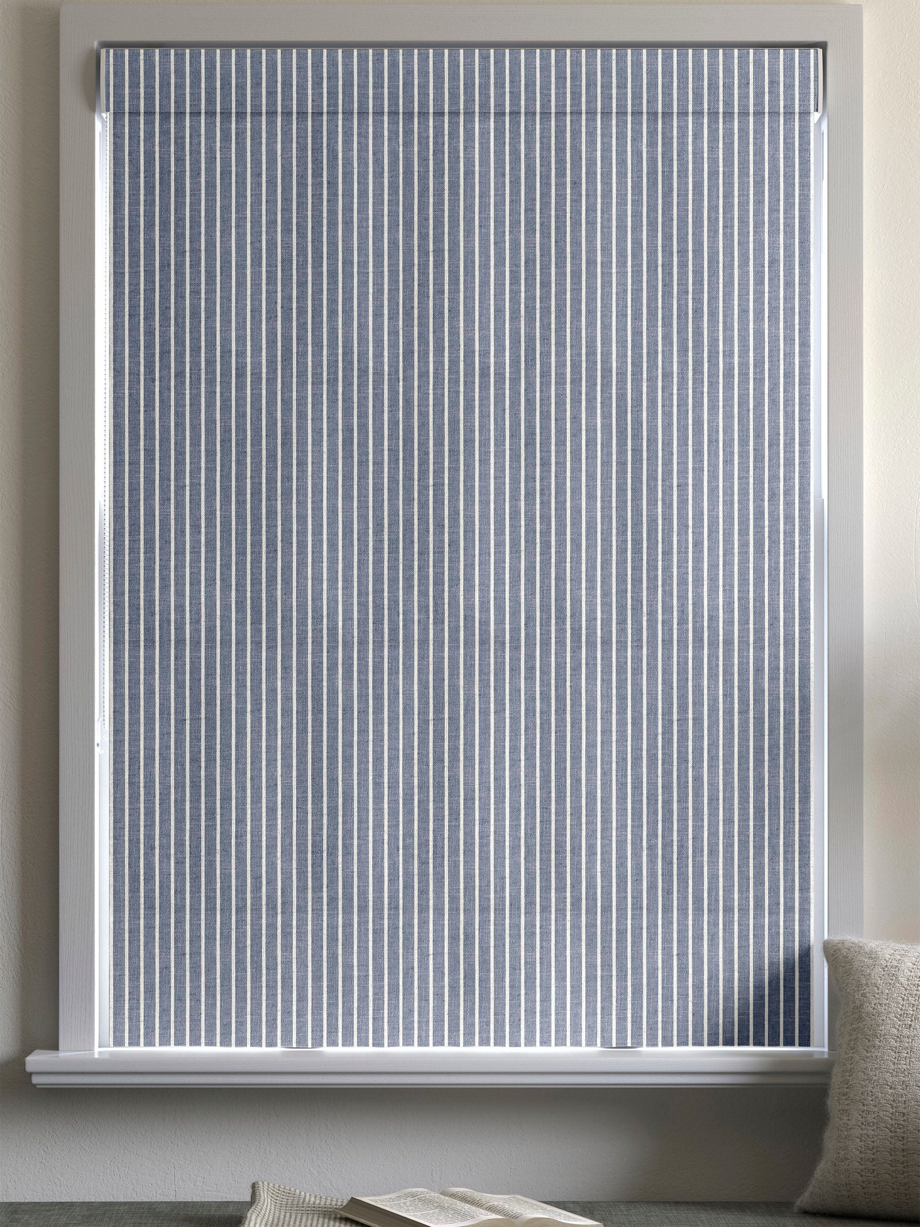 Franklin navy blue stripe roman blind, UK version