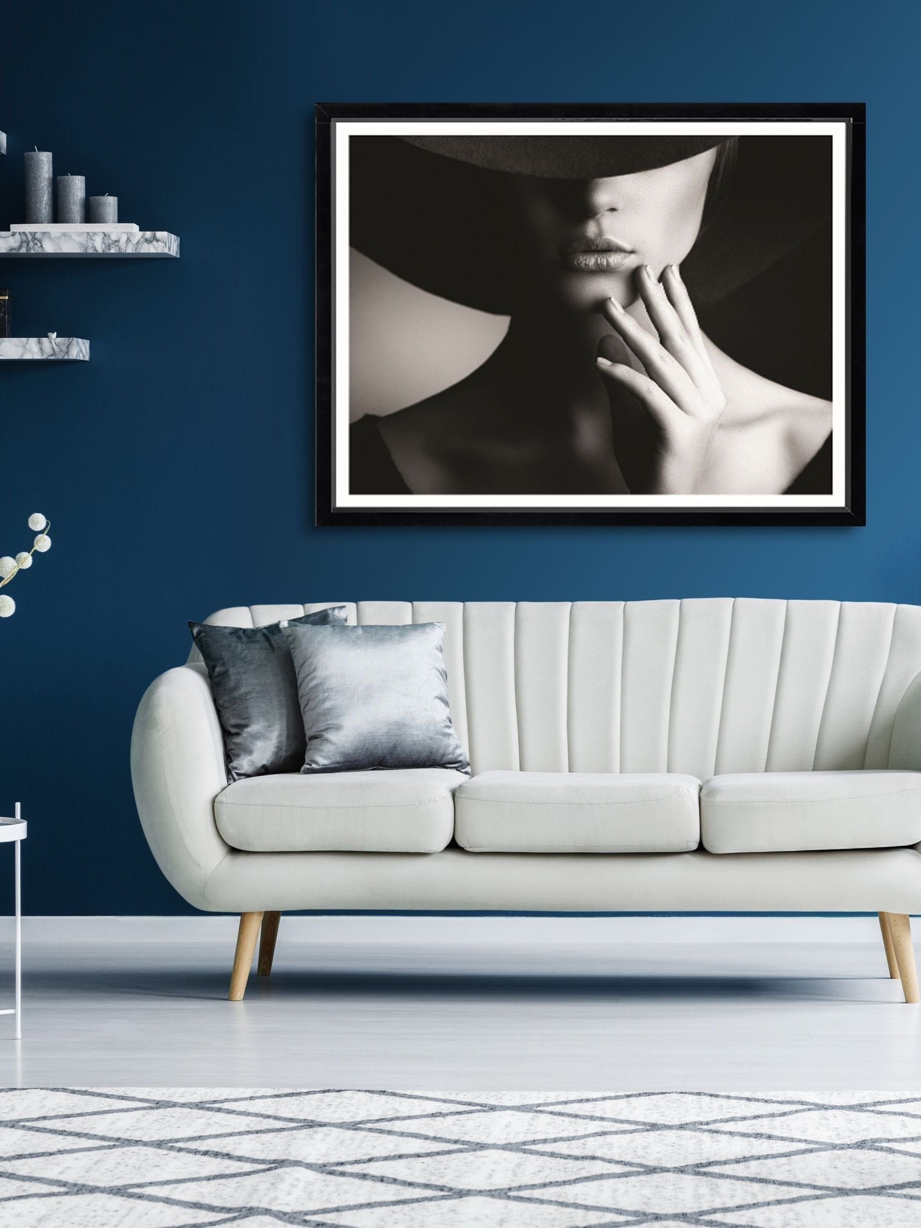 Brookpace Lascelles Black 'Mystery Lady I' photographic print in glass frame 86 x 66cm - British product