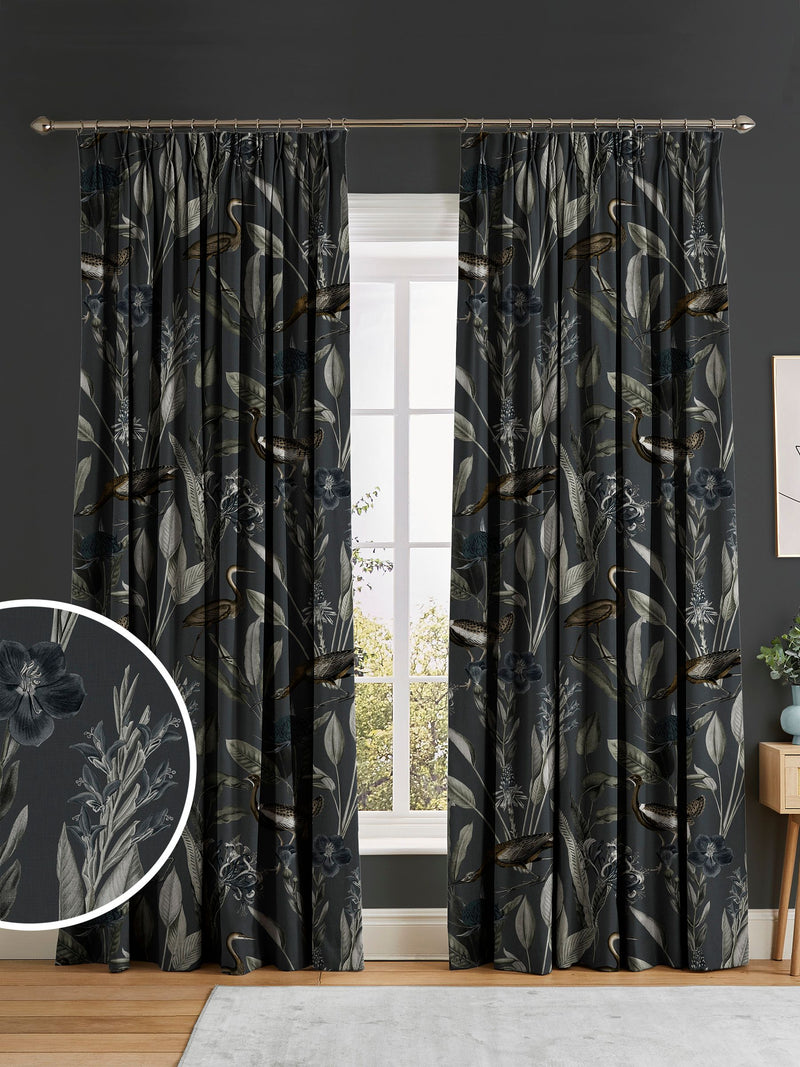 Graham & Brown Midnight Black Glasshouse curtains, UK version
