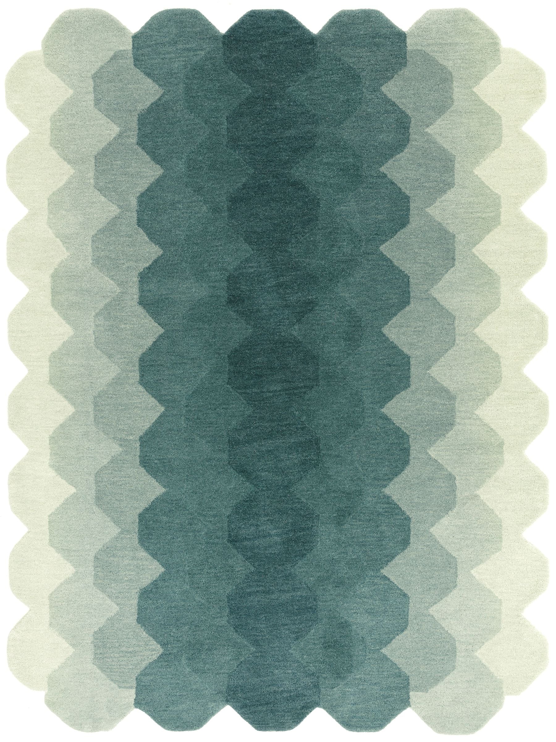 Asiatic Rugs teal blue hive wool rug, imported from the UK