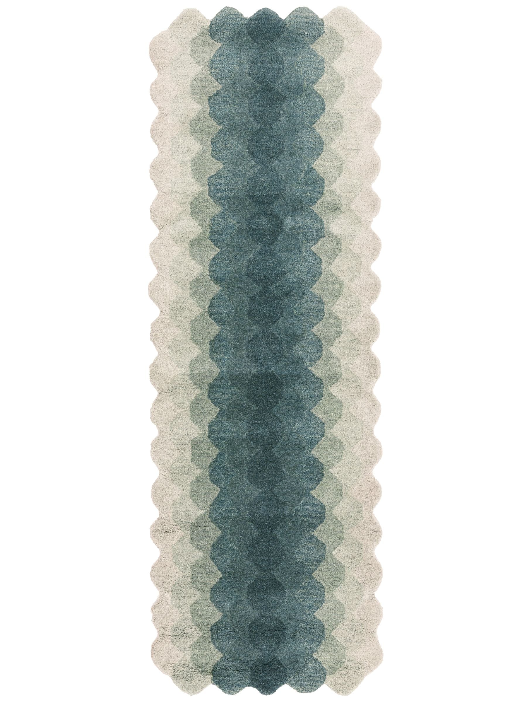Asiatic Rugs teal blue hive wool rug, imported from the UK