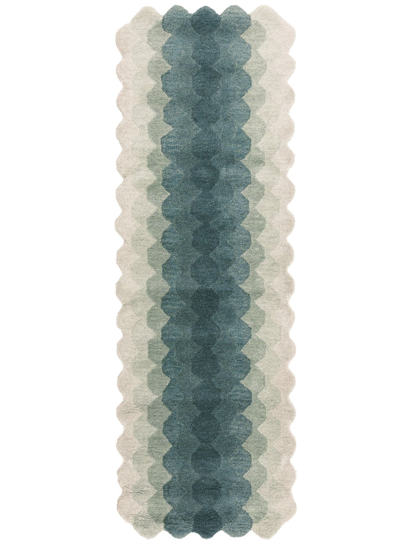 Asiatic Rugs teal blue hive wool rug, imported from the UK