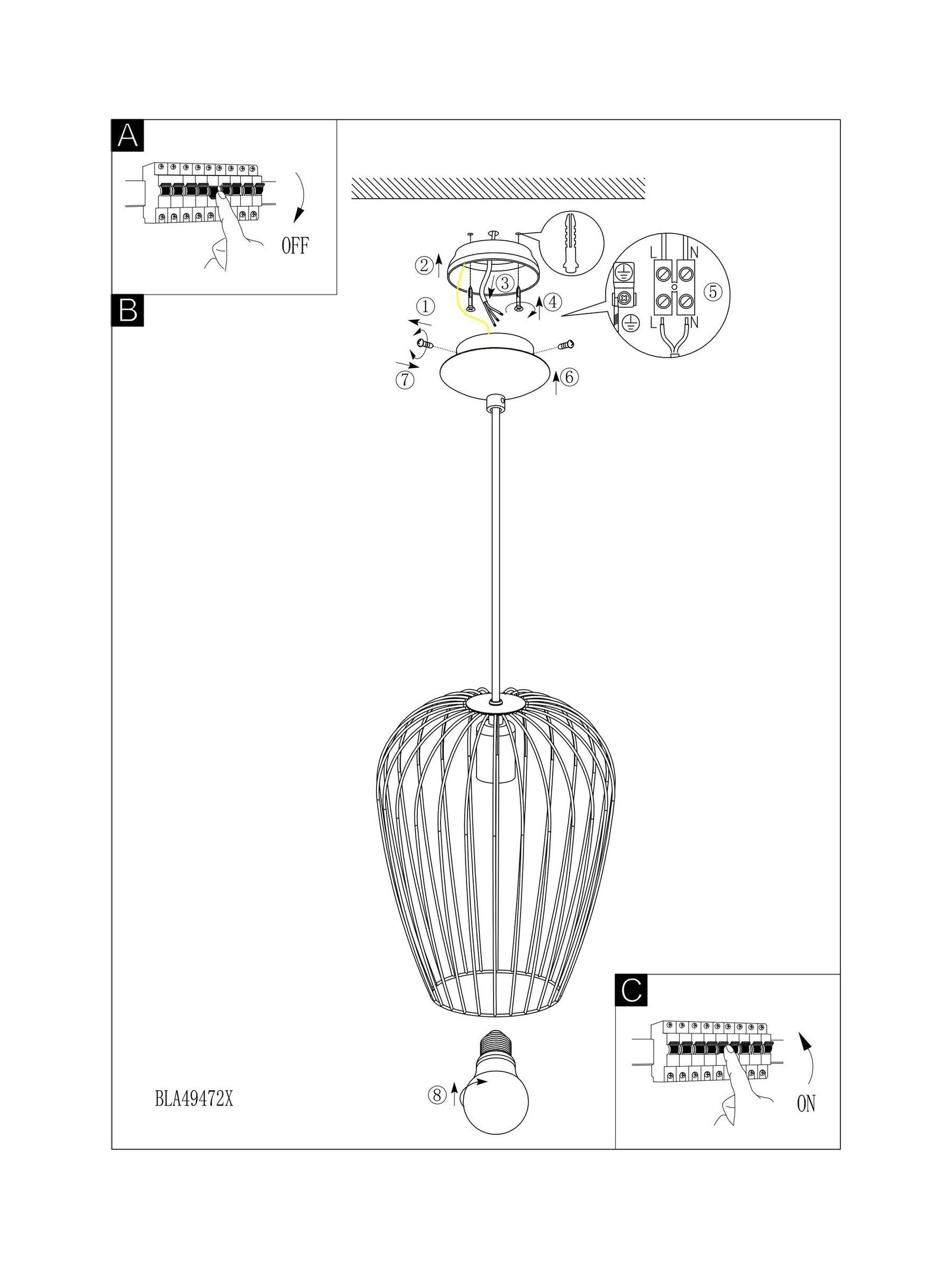Eglo Newtown large caged pendant light, imported from the UK