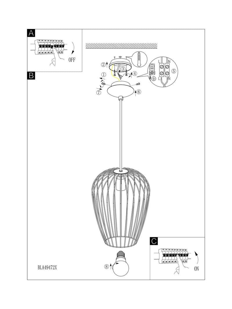 Eglo Newtown large caged pendant light, imported from the UK