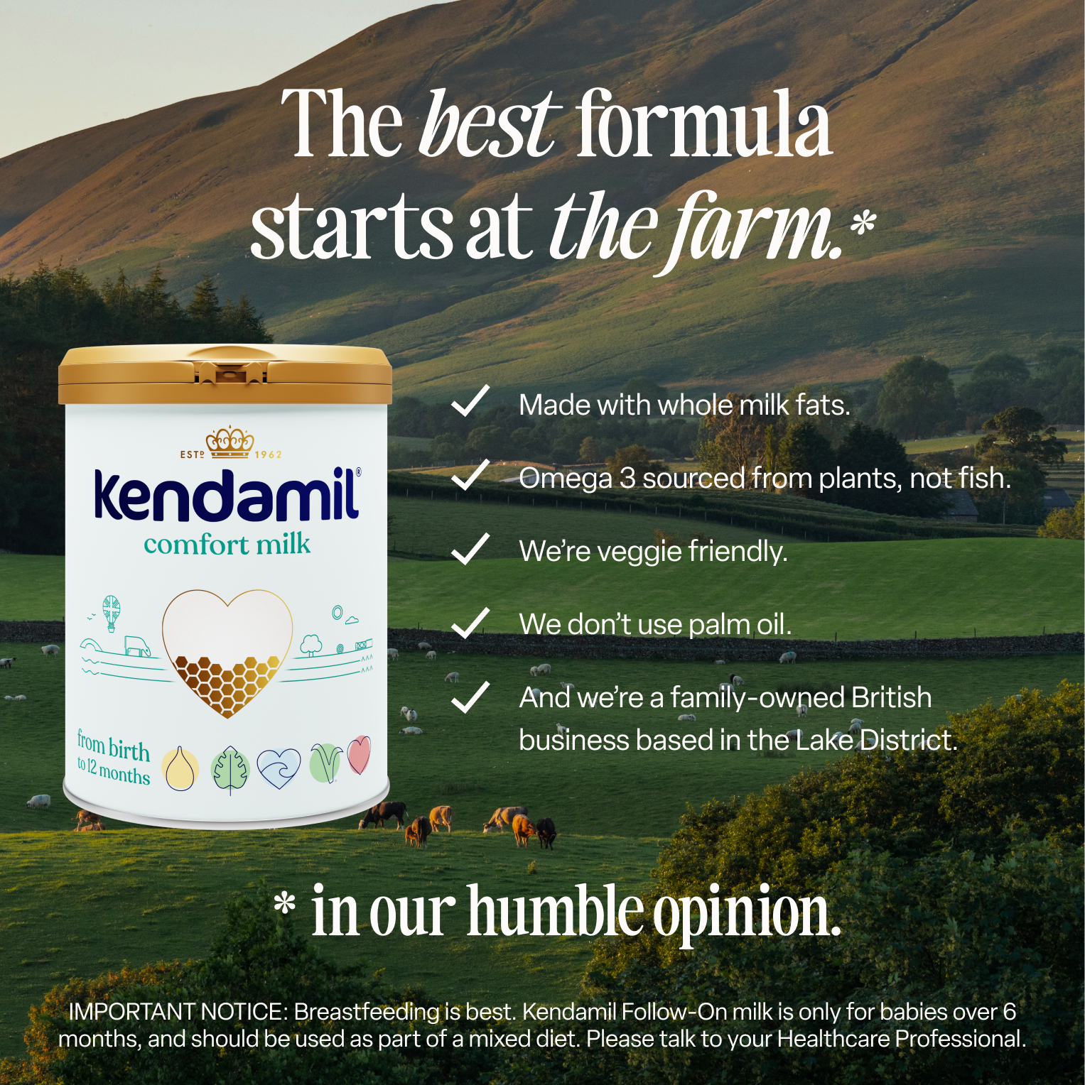 Kendamil Comfort Milk reduced lactose baby formula (British brand)