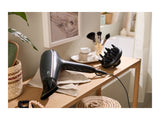 Ionic hair dryer with diffuser and nozzle (British brand)