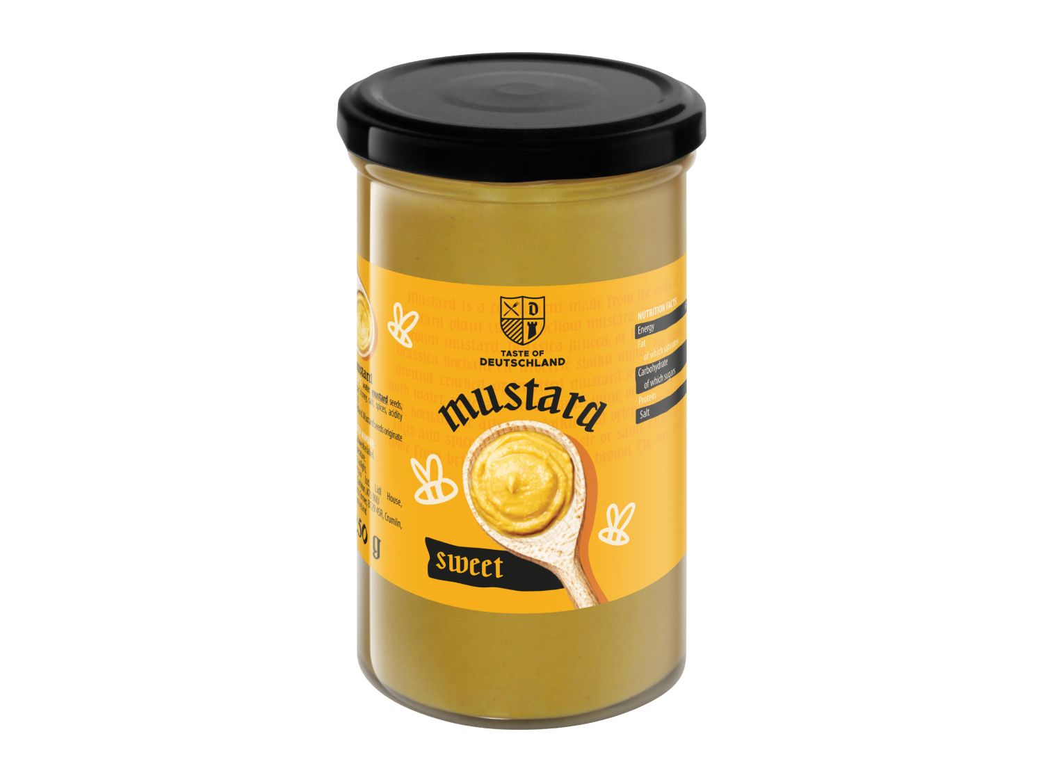 Assorted mustard selection with wholegrain, sweet, and spicy varieties (British brand)