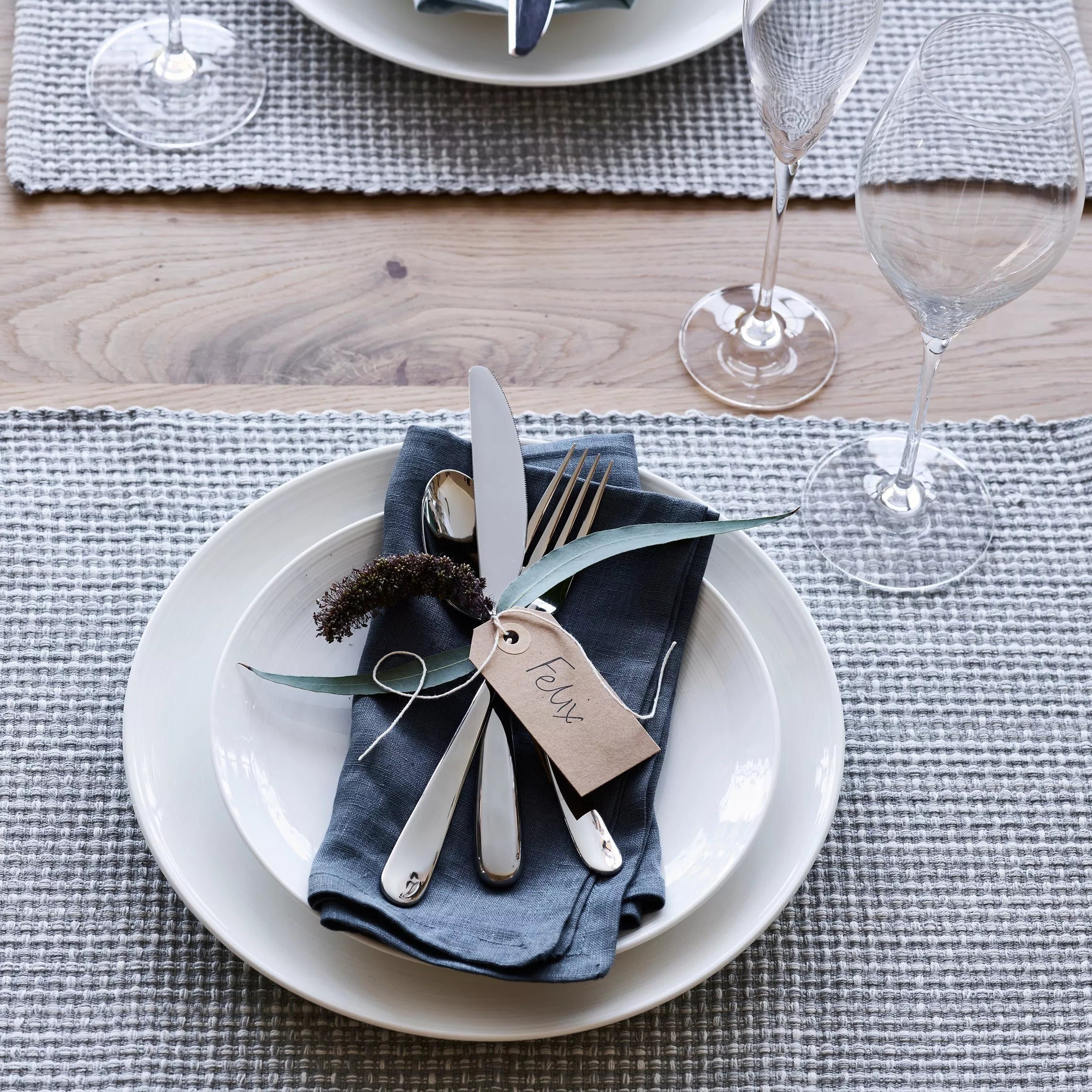 John Lewis Luna fine china dinnerware set Natural 12-piece (British brand)