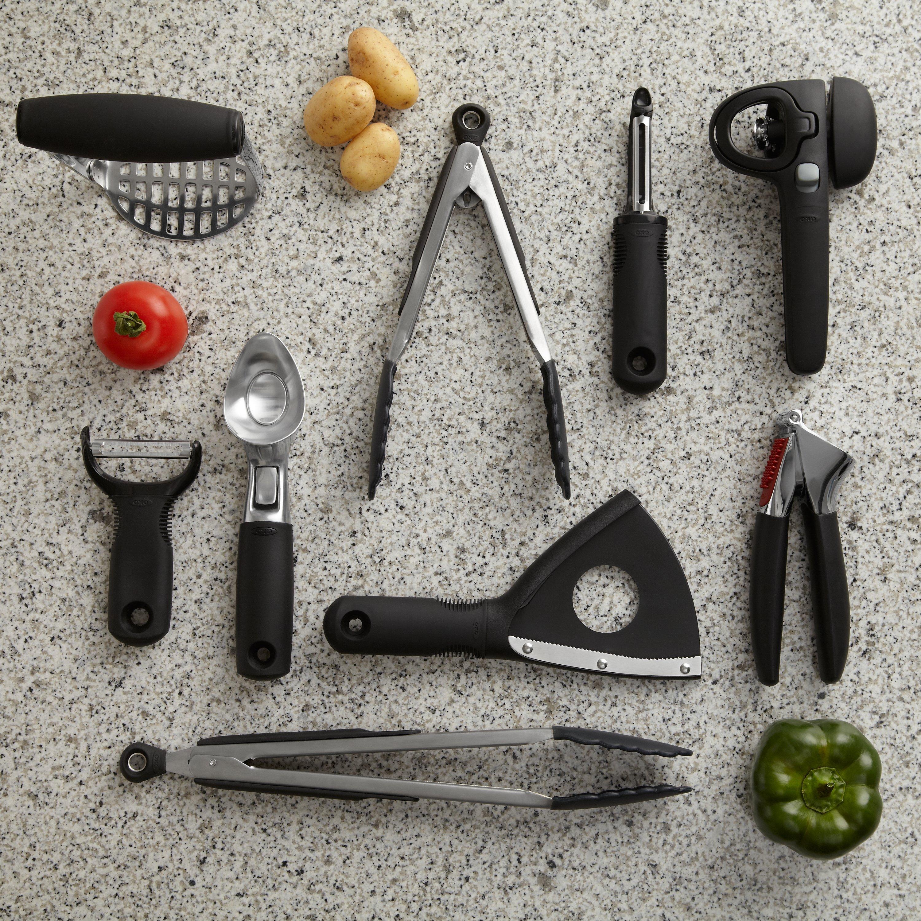 OXO swivel peeler with non-slip grip and potato eyer, imported from the UK