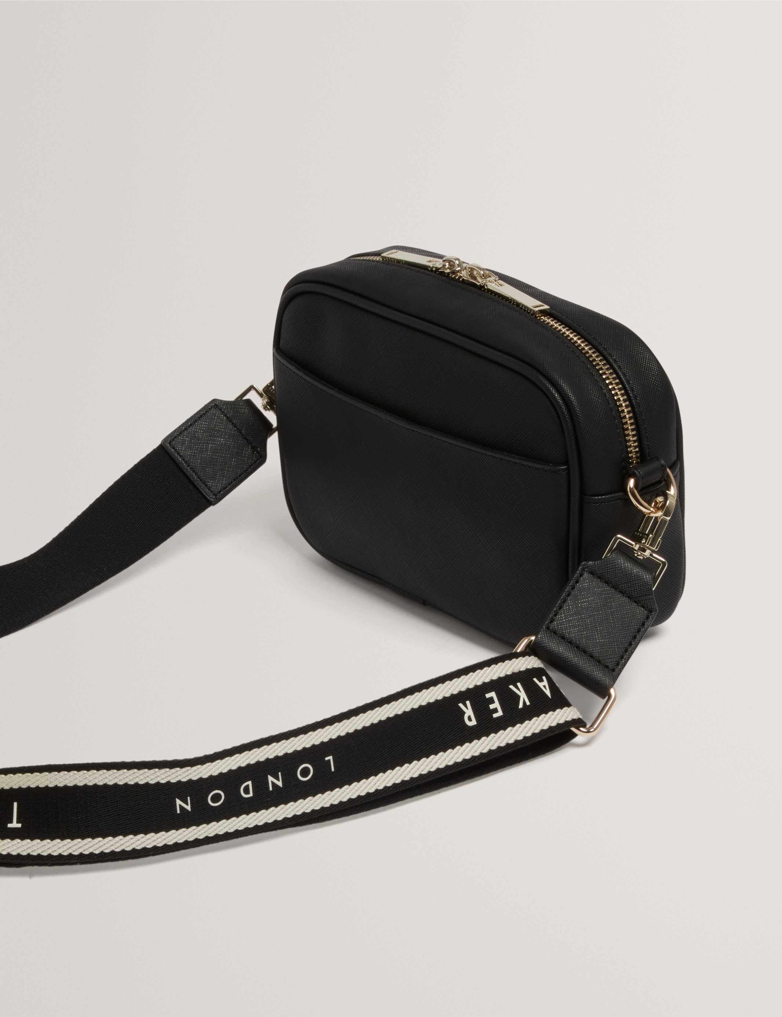 Ted Baker camera bag with gold-tone zip and detachable strap (British brand)