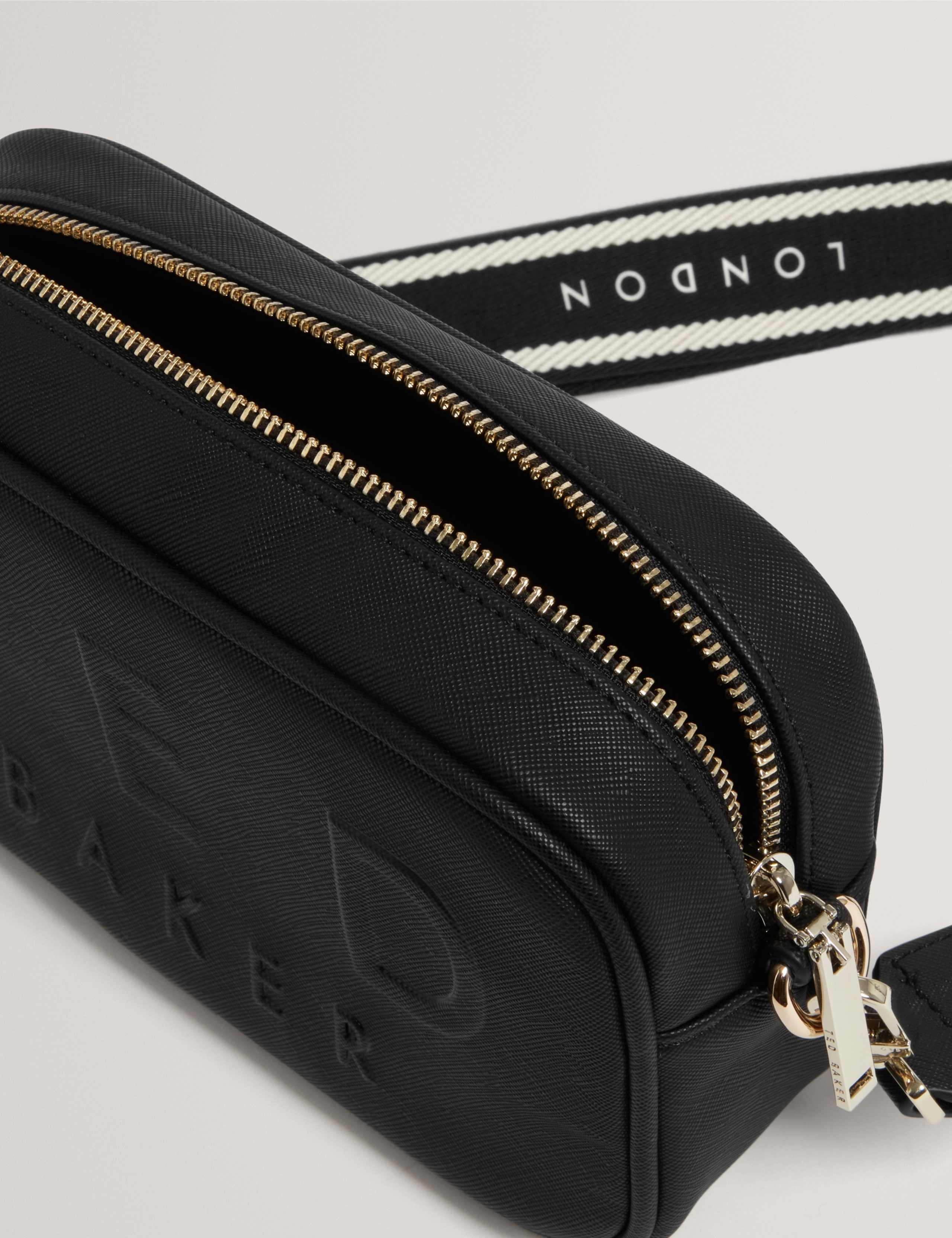 Ted Baker camera bag with gold-tone zip and detachable strap (British brand)