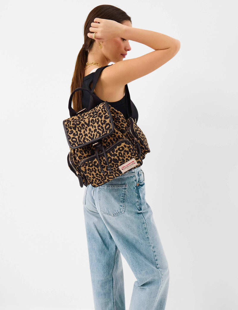 Accessorize leopard print canvas backpack, imported from the UK