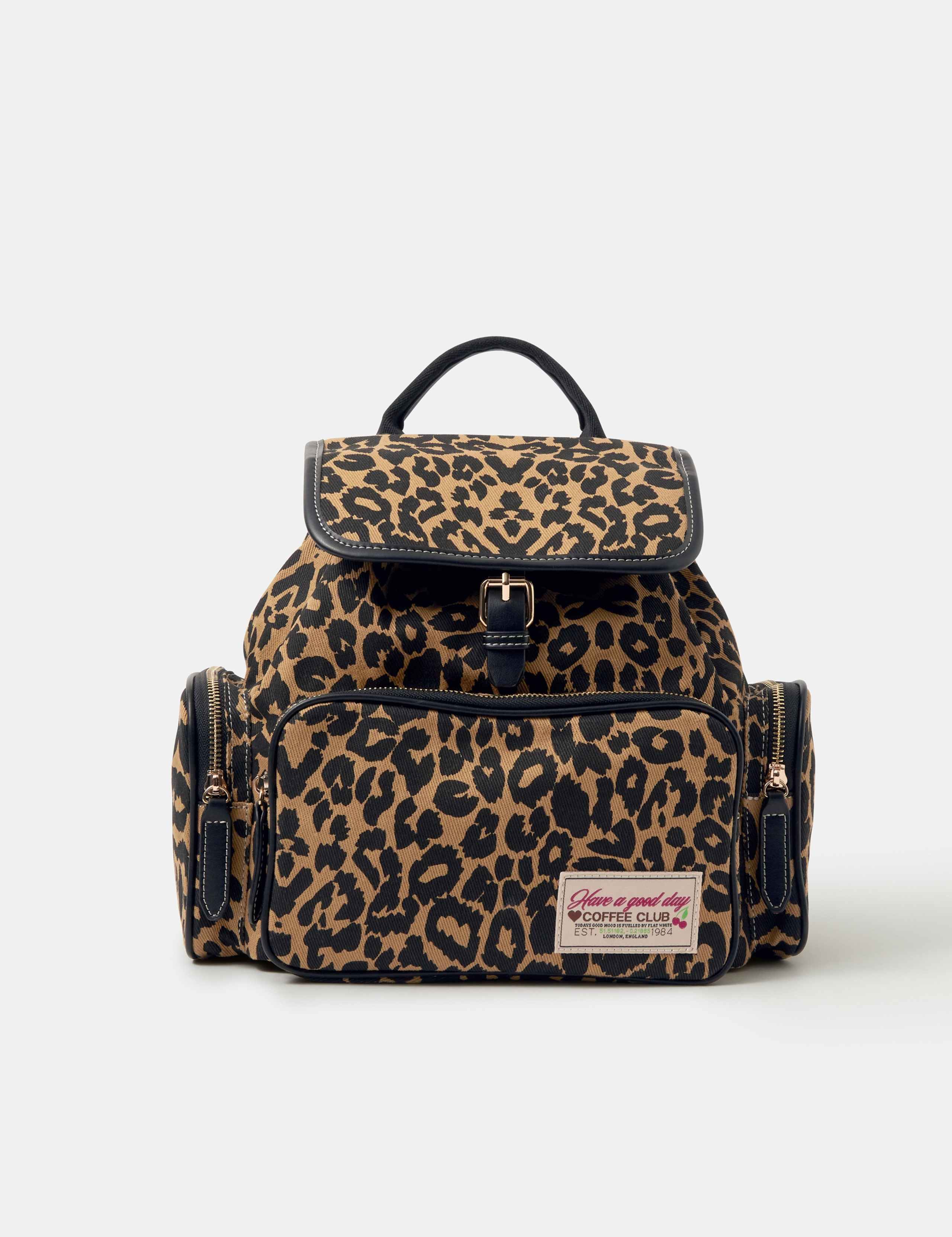 Accessorize leopard print canvas backpack, imported from the UK