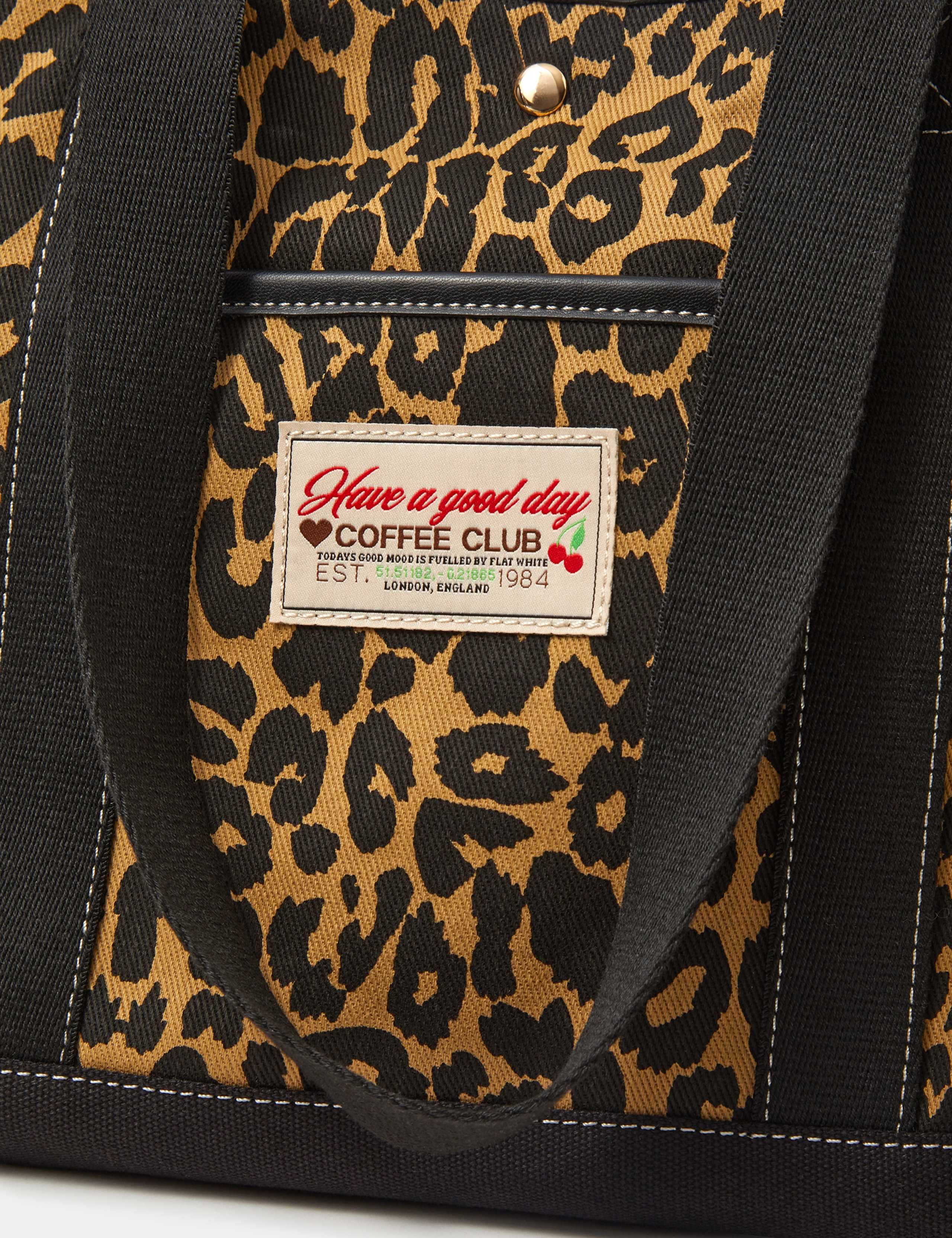 Accessorize leopard print canvas shoulder bag, imported from the UK