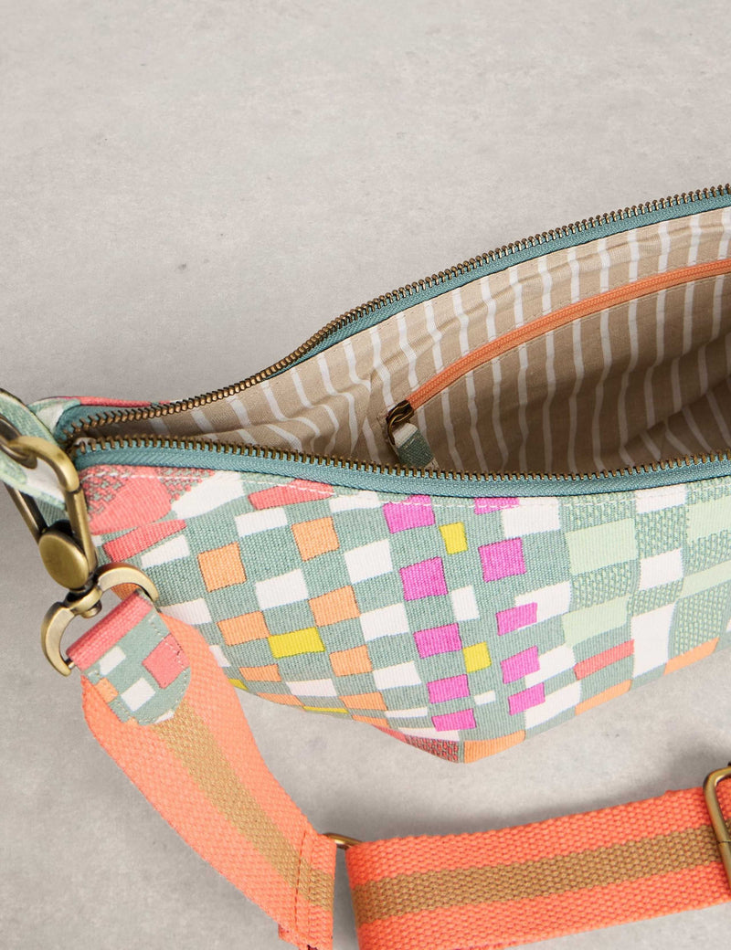 White Stuff canvas cross body bag striped (British brand)