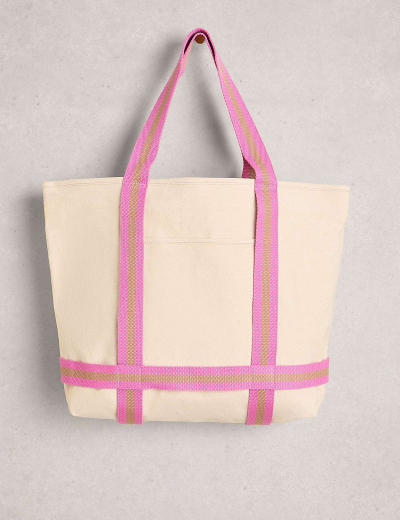 White Stuff canvas tote bag striped detail (British brand)