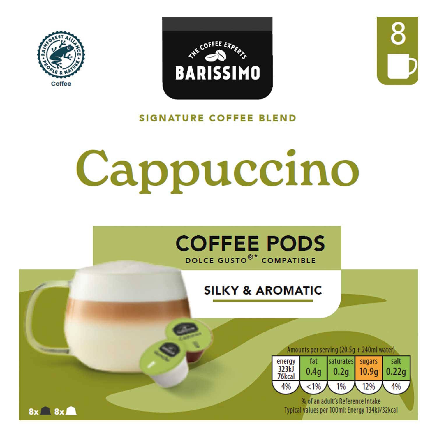 Barissimo cappuccino coffee capsules - British product