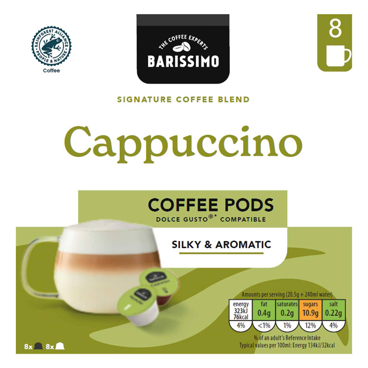 Barissimo cappuccino coffee capsules - British product