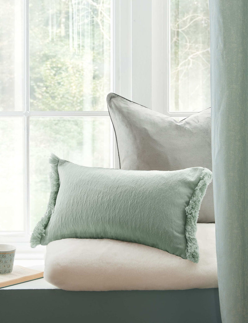 Laura Ashley Carys Crinkle Bolster Cushion 30x50cm, imported from the UK