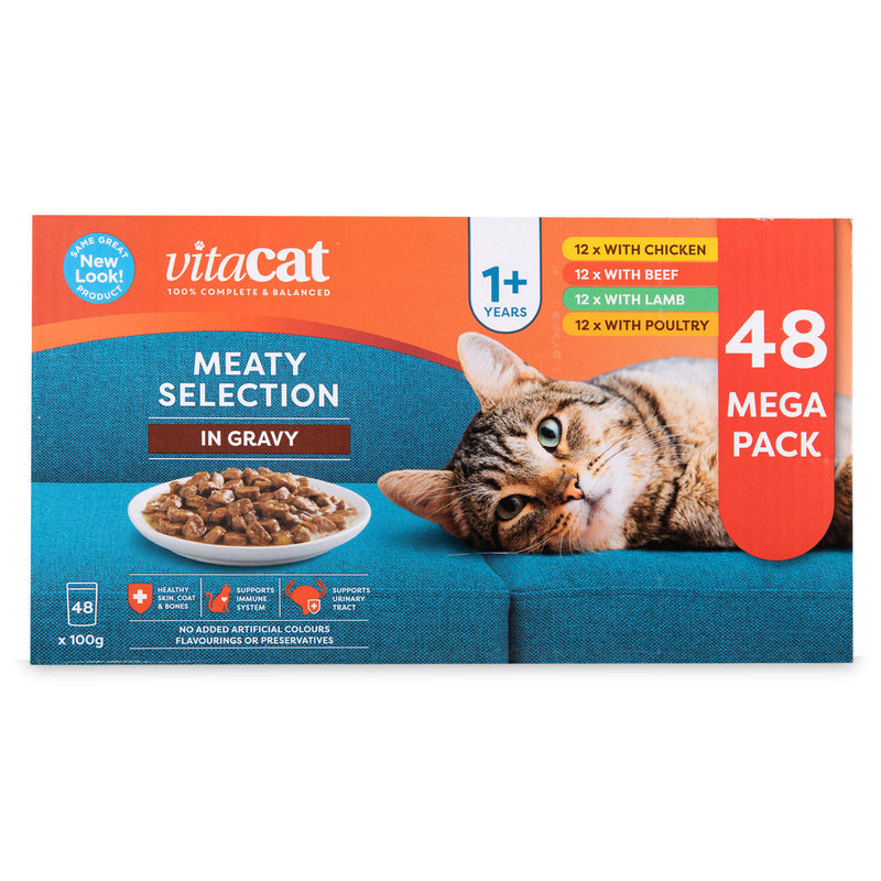 Cat food pouches, 48 pack, for cats - British product