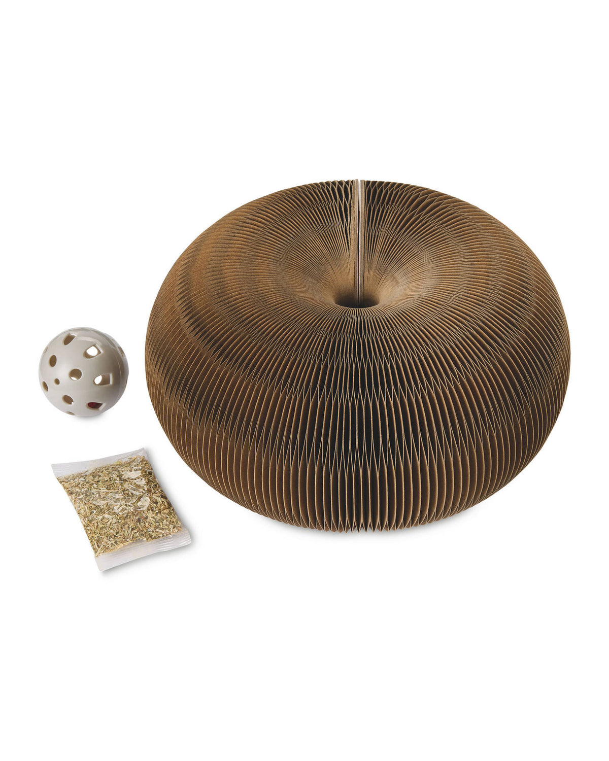 Cat scratching accordion with bell ball and foldable cardboard - British product