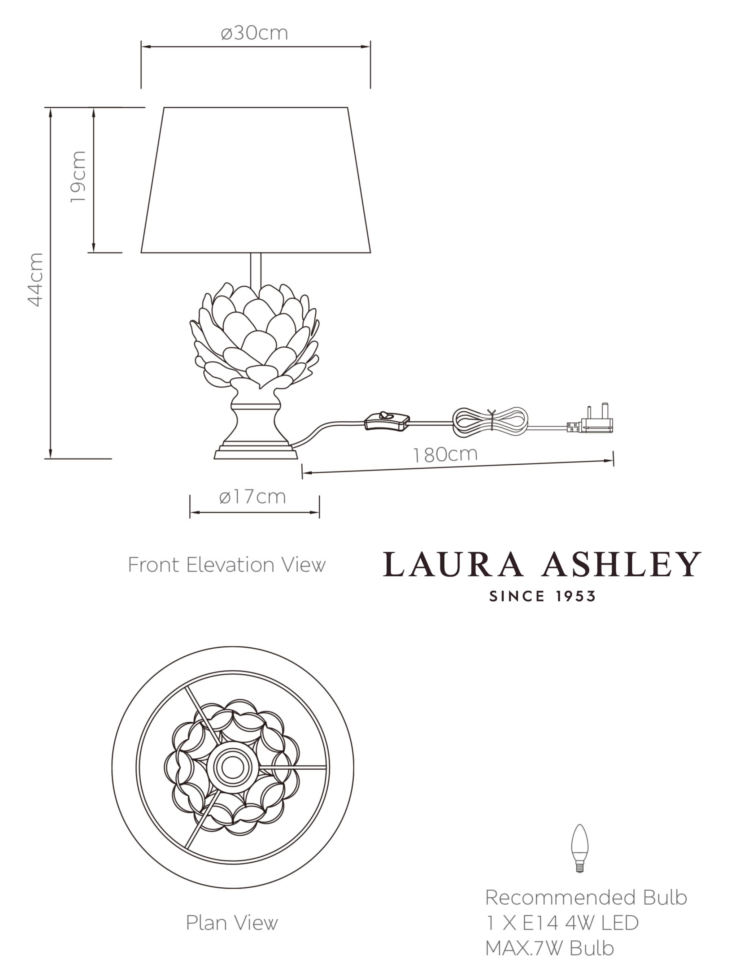 Laura Ashley ceramic artichoke table lamp (British brand)
