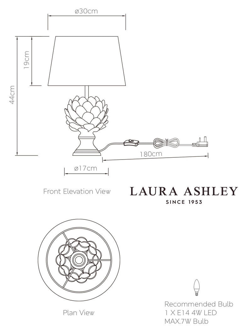 Laura Ashley ceramic artichoke table lamp (British brand)