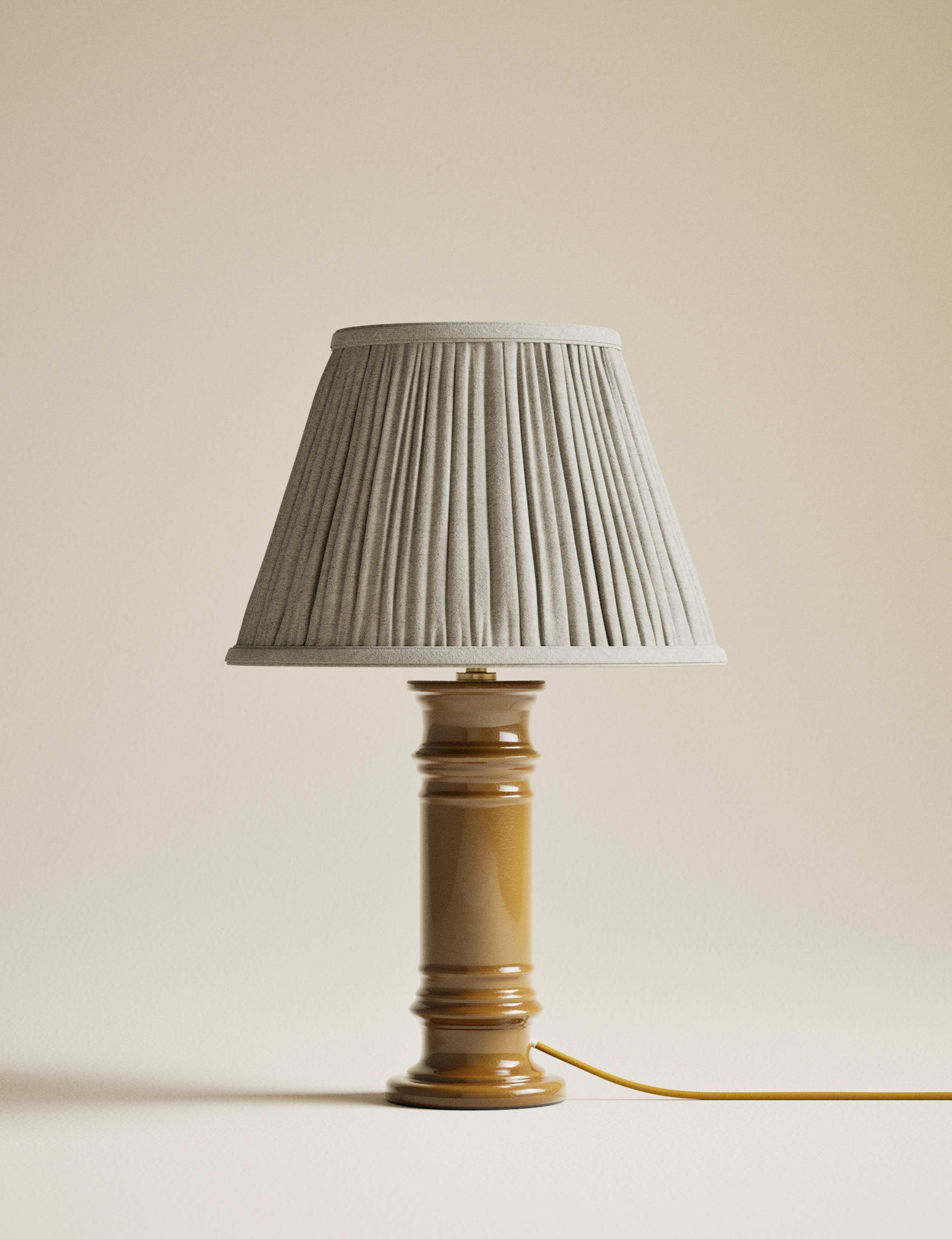Ceramic column frill shade table lamp, imported from the UK