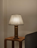 Ceramic column frill shade table lamp, imported from the UK