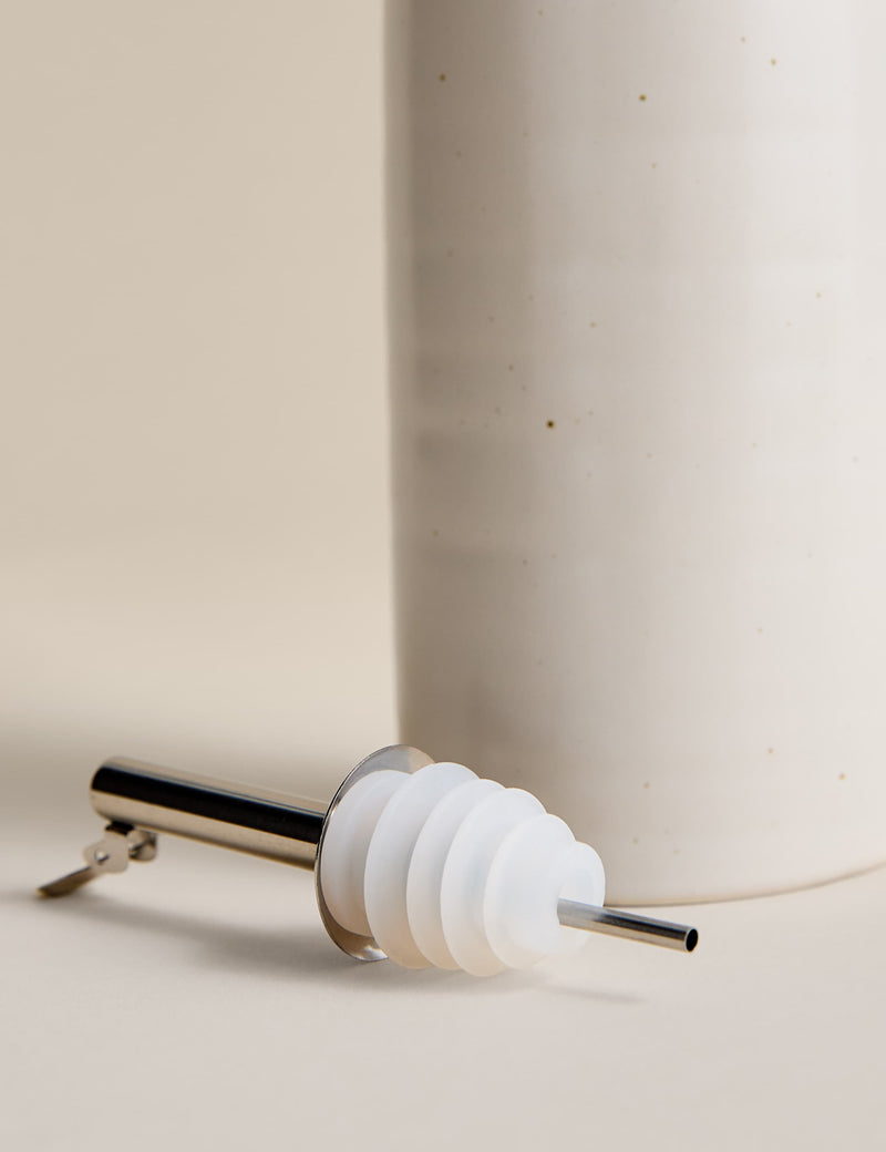 Ceramic oil and vinegar pourer, speckled glaze, 30cm (British brand)