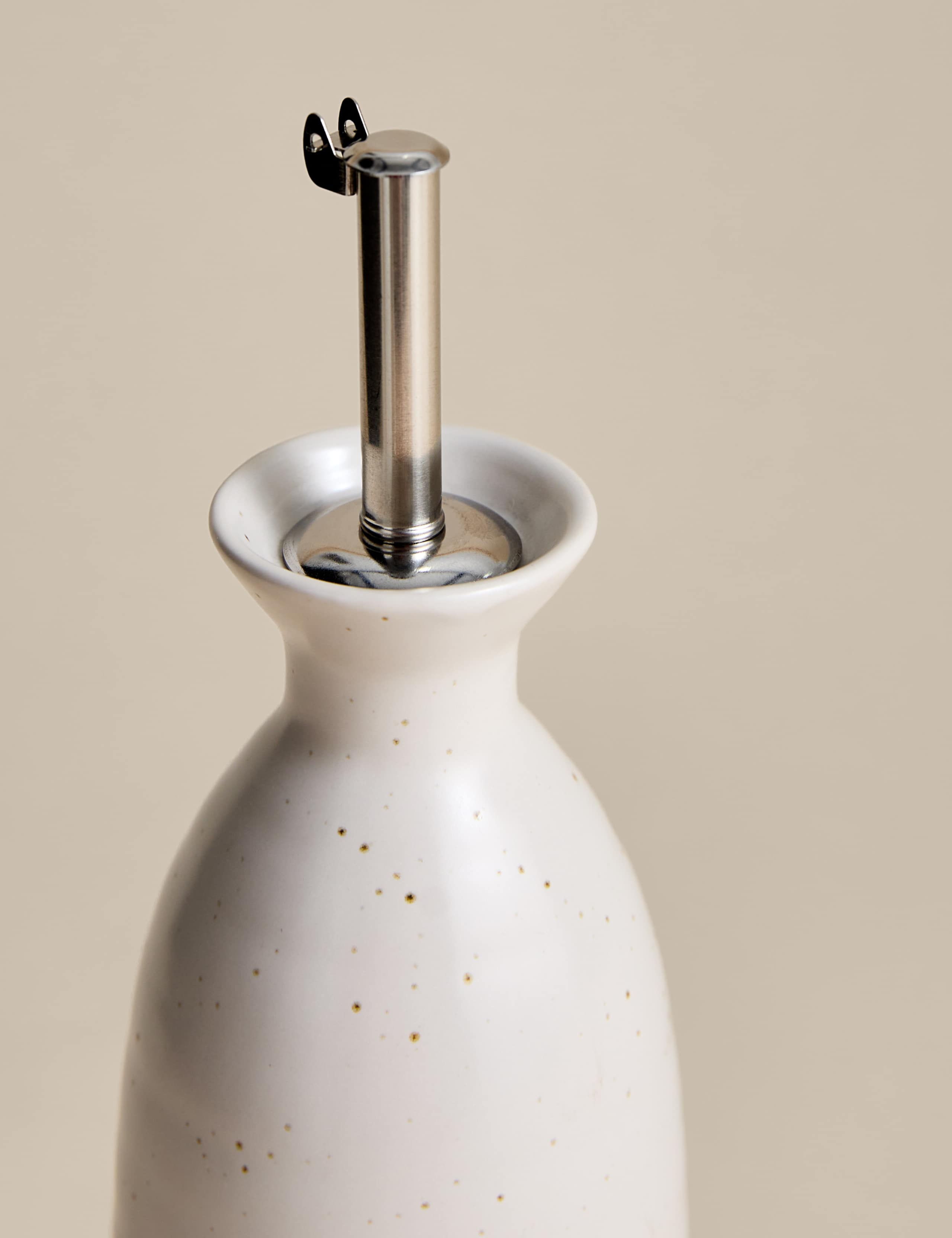 Ceramic oil and vinegar pourer, speckled glaze, 30cm (British brand)