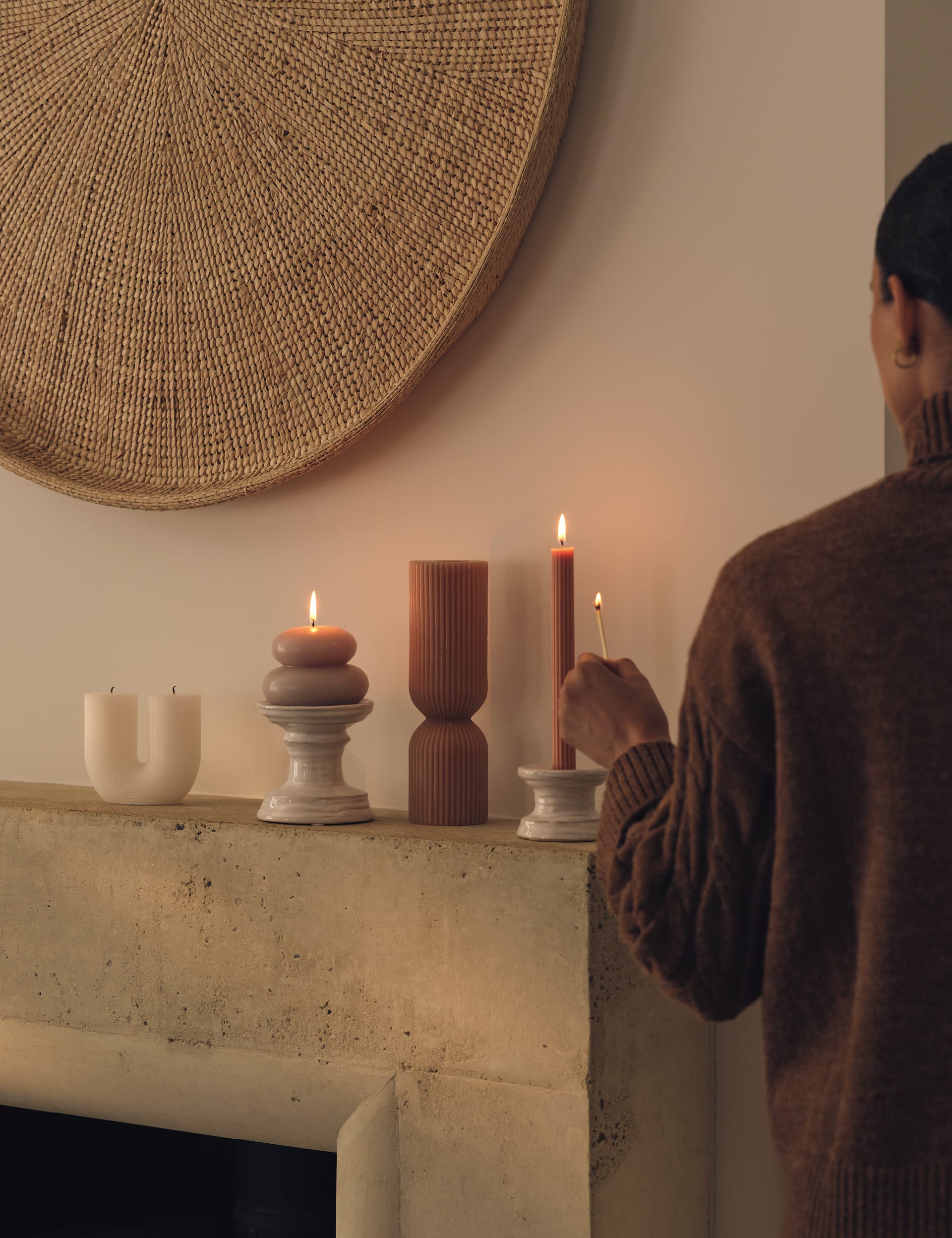 Ceramic pillar candle holder - British product