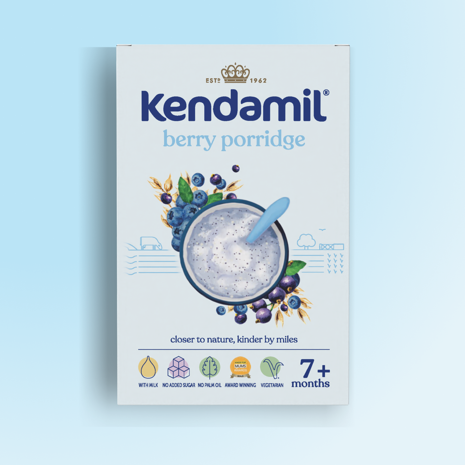 Kendamil berry baby porridge 7 x 150g, imported from the UK