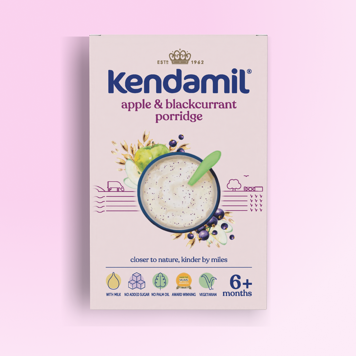 Kendamil apple and blackcurrant baby porridge 7-pack (British brand)